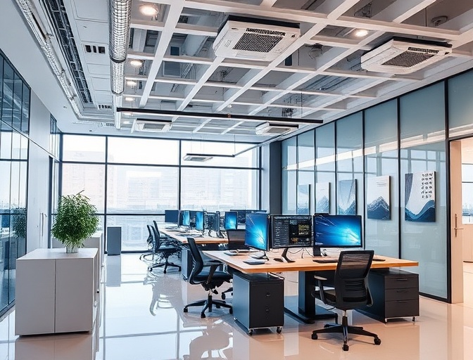 Ambiente corporativo com infraestrutura tecnológica